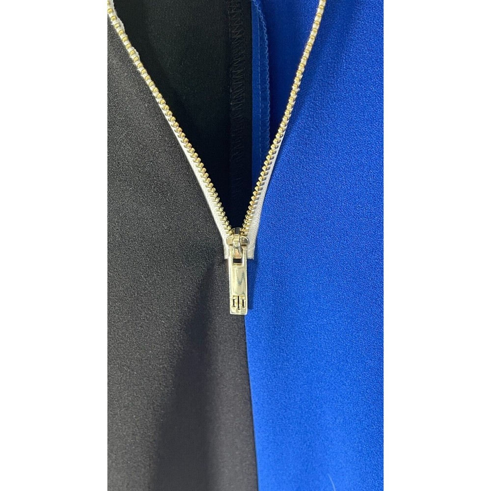 Tommy Hilfiger Color Block Shift Dress Size 12 Womens Blue Black Gold Zipper - Picture 8 of 8